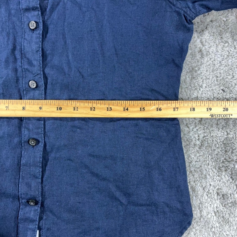 J.Crew Baird McNutt Irish Linen Shirt Womens Small Slim Navy Blue Long Sleeve - Picture 6 of 12